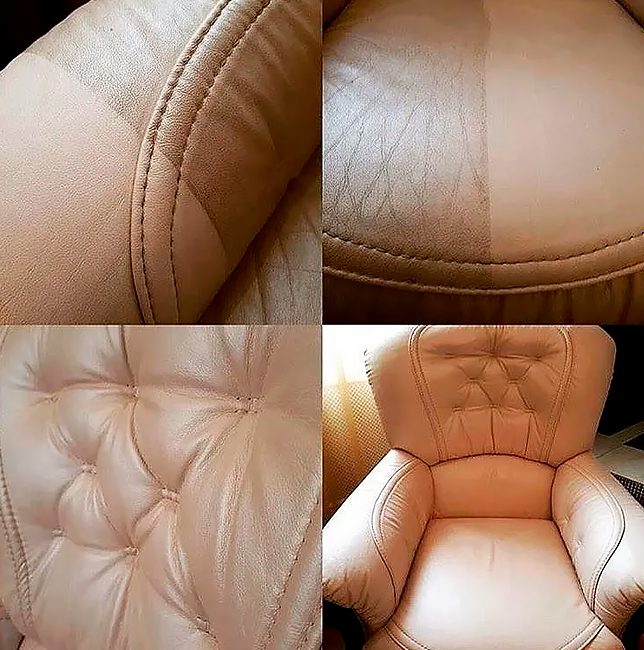 Leather seat conditioning process in car with deep nourishment and protection