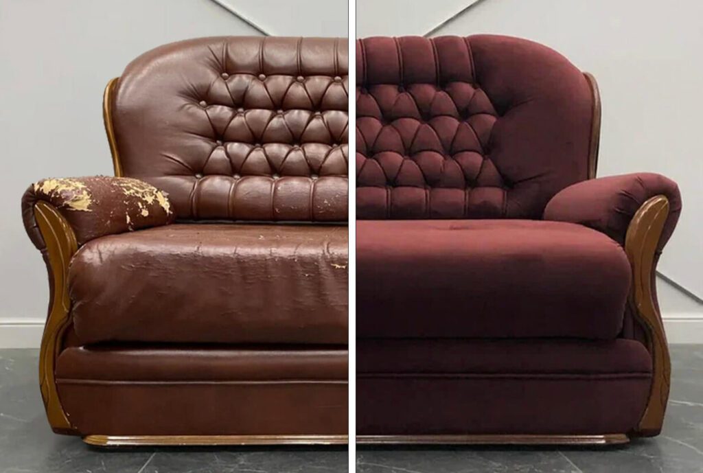 Commercial leather sofa reupholstery – fresh and modern look