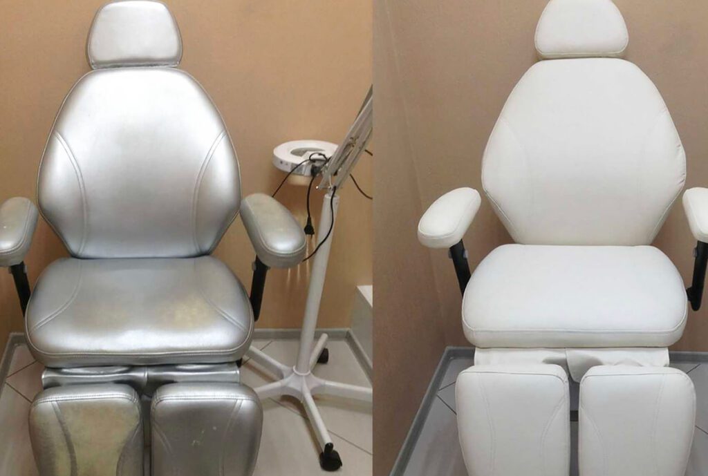 Pedicure chair leather reupholstery – upgrading salon furniture