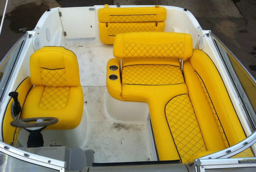 Reupholstered leather seats on a yacht – refreshed and modernized design