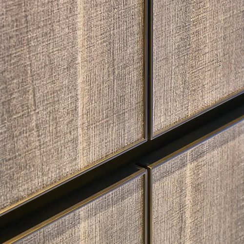 Decorative wall panels in an open office workspace